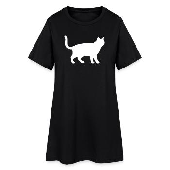 Cadeau Silhouettes de chats chats blancs - Robe T-shirt Femme - noir - Devant