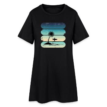 Retro-Surfer, Surfer, Wassersportler, Surfer - Frauen T-Shirt-Kleid - Schwarz - Vorne