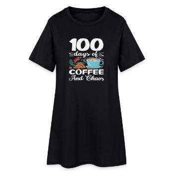 100 jours de café et chaos Teacher Design - Robe T-shirt Femme - noir - Devant