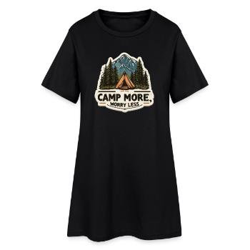 Camping Spruch Camp More Worry Less Camper Outdoor - Frauen T-Shirt-Kleid - Schwarz - Vorne
