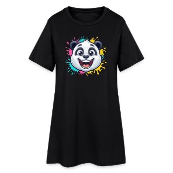 Panda Splash Farbwelt - Frauen T-Shirt-Kleid - Schwarz - Vorne