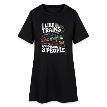Ich mag Züge und vielleicht 3 Menschen - Frauen T-Shirt-Kleid - Schwarz - Vorne