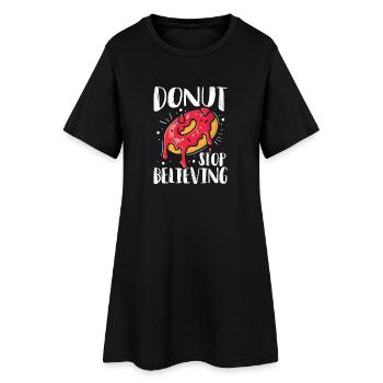 Restauration rapide en donuts - Robe T-shirt Femme - noir - Devant