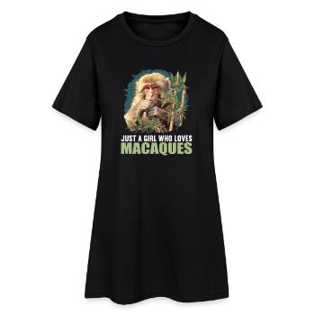 Makaken Makake - Frauen T-Shirt-Kleid - Schwarz - Vorne