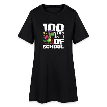 Trottinette dinosaure 100 Jours d’École - Robe T-shirt Femme - noir - Devant
