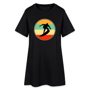 Retro Surfing Sunset Vintage Surfer Silhouette - Frauen T-Shirt-Kleid - Schwarz - Vorne