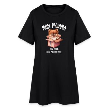 Pyjama Chien Spitz Poméranie Drôle  - Robe T-shirt Femme - noir - Devant