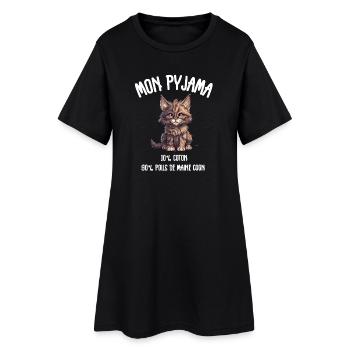 Maine Coon Humor-Katzen-Schlafanzug - Frauen T-Shirt-Kleid - Schwarz - Vorne