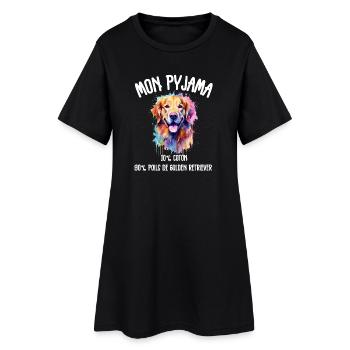 Lustige Golden Retriever Hundepyjamas - Frauen T-Shirt-Kleid - Schwarz - Vorne