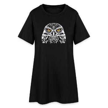 Hibou aux yeux brillants - Robe T-shirt Femme - noir - Devant