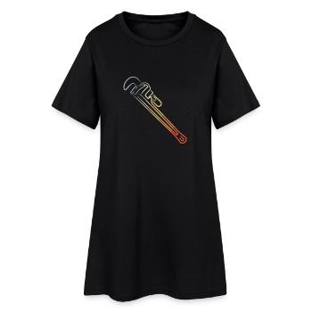 Look rétro de clé à tuyau à Molette - Robe T-shirt Femme - noir - Devant