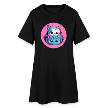 Duo de câlins chatons - Robe T-shirt Femme - noir - Devant