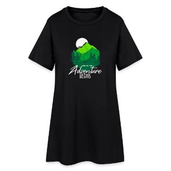 And So The Adventure Begins Mountain Forest Art - Frauen T-Shirt-Kleid - Schwarz - Vorne
