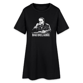 Baudelaire Kaffee & Bücher - Frauen T-Shirt-Kleid - Schwarz - Vorne