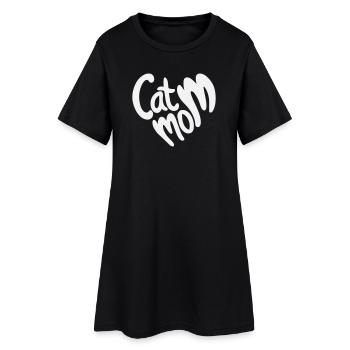 Lettrage en forme de cœur de maman chat - Robe T-shirt Femme - noir - Devant