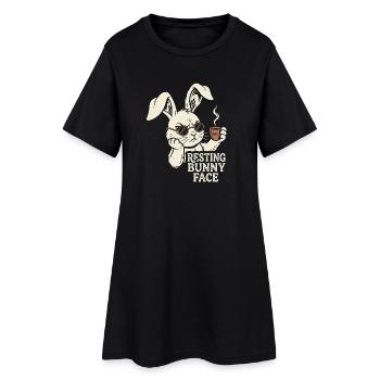 Grumpy Bunny Kaffee - Morgen Hase - Frauen T-Shirt-Kleid - Schwarz - Vorne