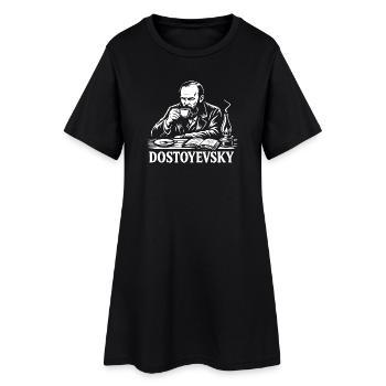 Dostoïevski buvant le Portrait du café - Robe T-shirt Femme - noir - Devant