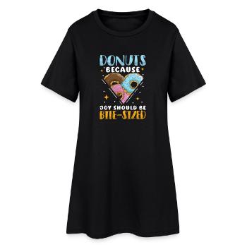Restauration rapide en donuts - Robe T-shirt Femme - noir - Devant