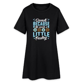 Restauration rapide en donuts - Robe T-shirt Femme - noir - Devant