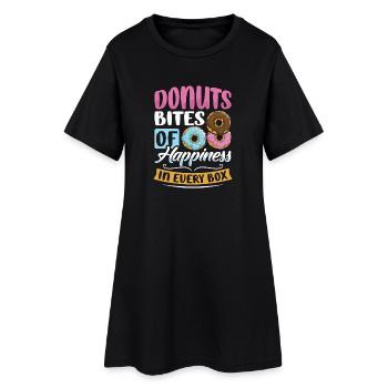 Donut fast food - Women’s T-Shirt Dress - black - Front