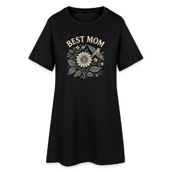 Meilleur motif floral cadeau pour la fête des mères avec un oiseau - Robe T-shirt Femme - noir - Devant