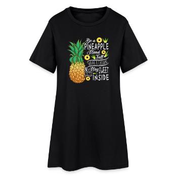 Be A Pineapple Stand Tall Wear A Crown Quote Art - Frauen T-Shirt-Kleid - Schwarz - Vorne