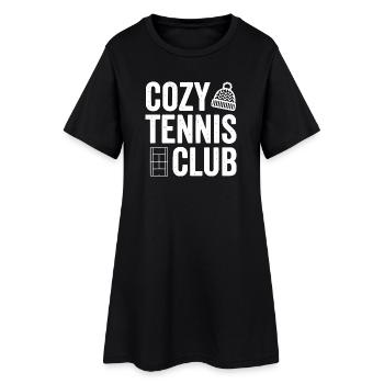Cozy Tennis Club, polo de tennis élégant - Robe T-shirt Femme - noir - Devant