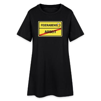 Feierabend statt Arbeit Bier Feierabend Ortsschild - Frauen T-Shirt-Kleid - Schwarz - Vorne