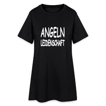 Angeln - Frauen T-Shirt-Kleid - Schwarz - Vorne