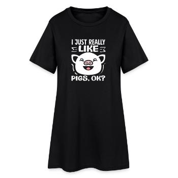J’aime vraiment les cochons. OK. Beau visage. - Robe T-shirt Femme - noir - Devant