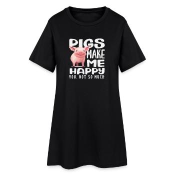Les cochons me rendent heureux, pas toi - Robe T-shirt Femme - noir - Devant