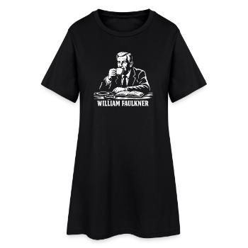 Iconic Writer Portrait with Coffee - Women’s T-Shirt Dress - black - Front