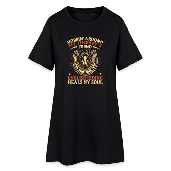 Cavalier de cheval amateur en anglais de thérapie - Robe T-shirt Femme - noir - Devant
