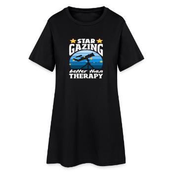 Sterne Beobachten Besser Als Therapie - Frauen T-Shirt-Kleid - Schwarz - Vorne
