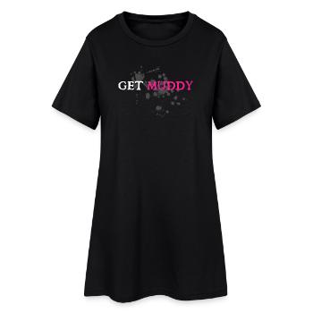 Get muddy Schlammlauf Mud Run Muddy Race - Frauen T-Shirt-Kleid - Schwarz - Vorne