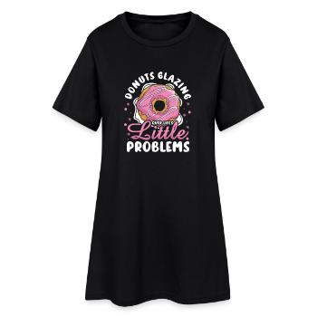 Restauration rapide en donuts - Robe T-shirt Femme - noir - Devant