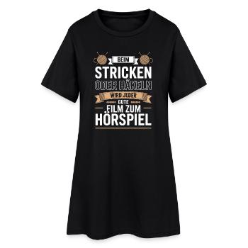Beim Stricken oder Häkeln Filmhörspiel - Frauen T-Shirt-Kleid - Schwarz - Vorne