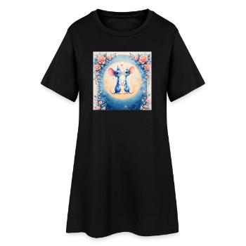 Blue mice in love - Women’s T-Shirt Dress - black - Front
