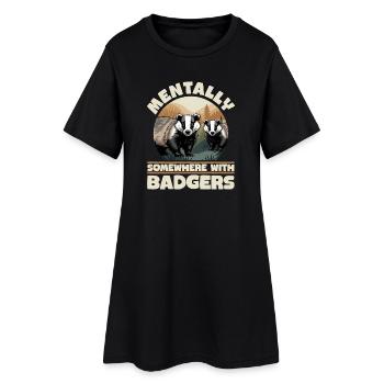 Funny Animal Badger - Frauen T-Shirt-Kleid - Schwarz - Vorne