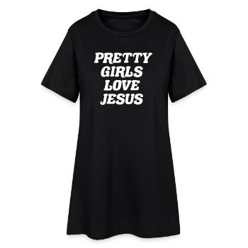 Les jolies filles aiment Jésus - Robe T-shirt Femme - noir - Devant