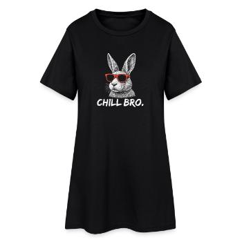 CHILL BRO – Drôle de lapin avec des lunettes de soleil - Robe T-shirt Femme - noir - Devant