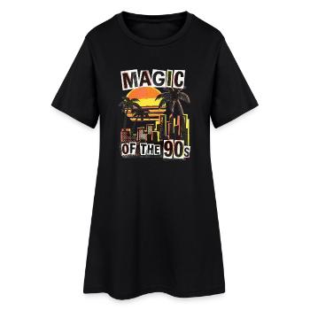 90s Retro Vintage - Frauen T-Shirt-Kleid - Schwarz - Vorne