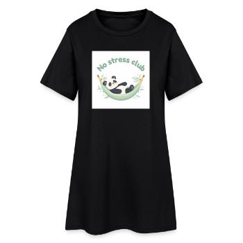 No Stress Club Panda en Hamac - Robe T-shirt Femme - noir - Devant