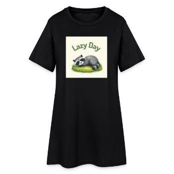 Waschbär in Ruhe - Frauen T-Shirt-Kleid - Schwarz - Vorne