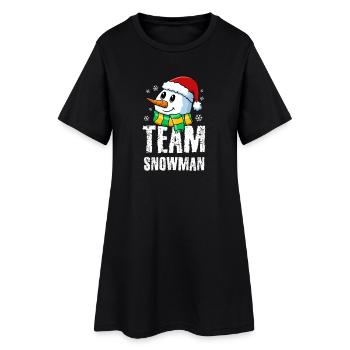 Petit bonhomme de neige mignon avec un chapeau et une écharpe de Père Noël - Robe T-shirt Femme - noir - Devant