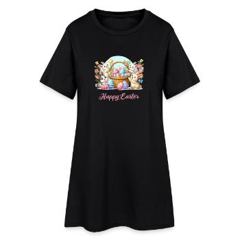 Panier de lapins de Pâques Joie du printemps - Robe T-shirt Femme - noir - Devant