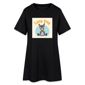 Jour de Paresse - Âne Relax - Robe T-shirt Femme - noir - Devant