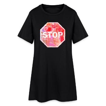 Panneau stop grunge - Robe T-shirt Femme - noir - Devant