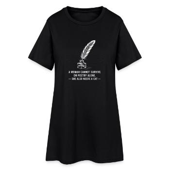 Compagnon félin et plume poétique - Robe T-shirt Femme - noir - Devant