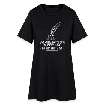 Citation de poésie Chat et Plume - Robe T-shirt Femme - noir - Devant